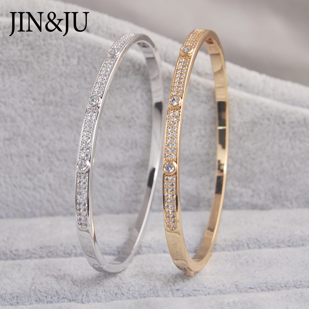 

Charm Bracelets JIN JU Gold Color For Women Birthday Gift Copper Pulseras Mujer Fashion Jewelry 230508