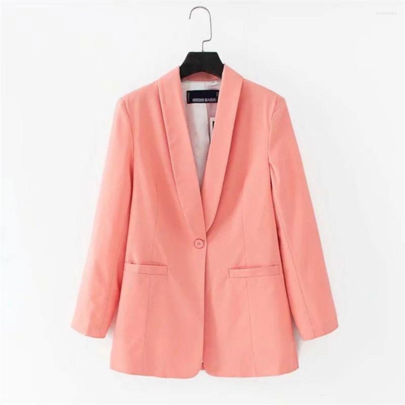 

Women's Suits All-Match Solid Colors Blazer Women Pink Casual Commute Office Suit Jacket Mid Length Single Button 2023 Spring Summer Coats, Photo color