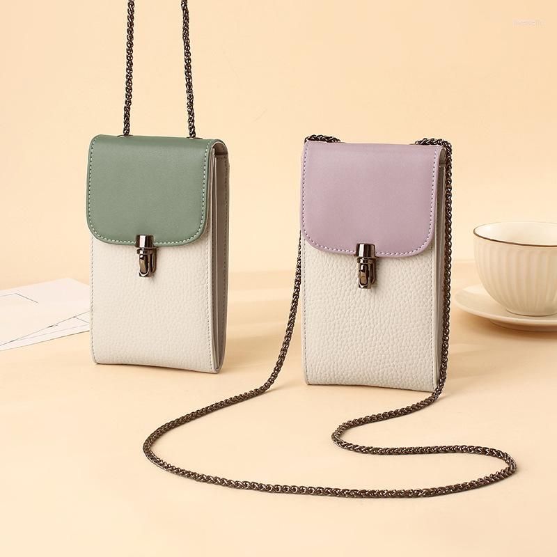 

Evening Bags Yaocool Handbags Smaller Design Chain Bag Leather Crossbody Shoulder Phone Package 2023 Simple Color Block Square, Purple