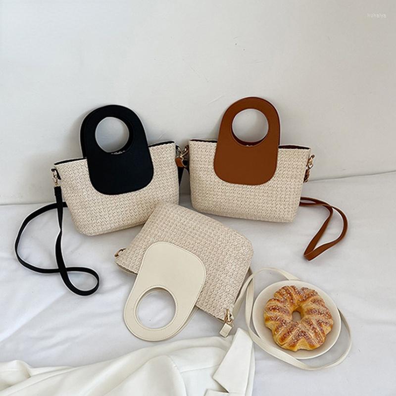 

Evening Bags Gusure Casual Rattan Knitting Bucket Bag Women Small Purse And Handbags Summer Beach Straw Female Travel Shoulder Crossbody, Brown