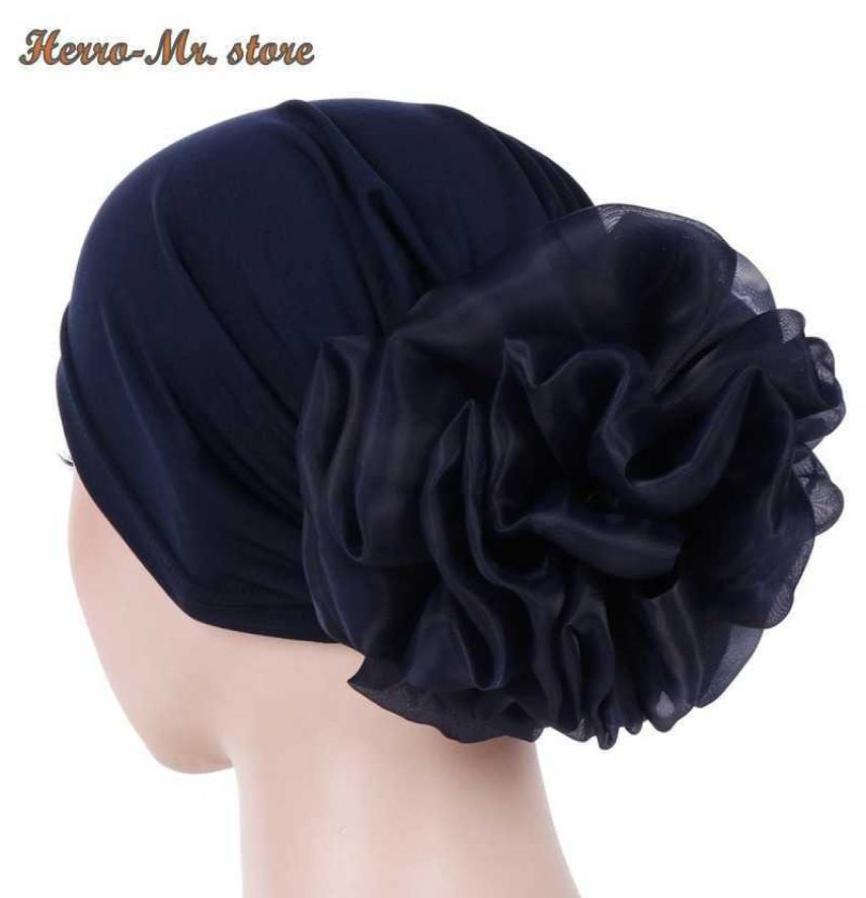 

New Woman Big Elastic Turban Hair Accessories Elastic Cloth Hair Bands Hat Chemo Beanie Ladies Muslim Scarf Cap for Hair Loss X0801954329