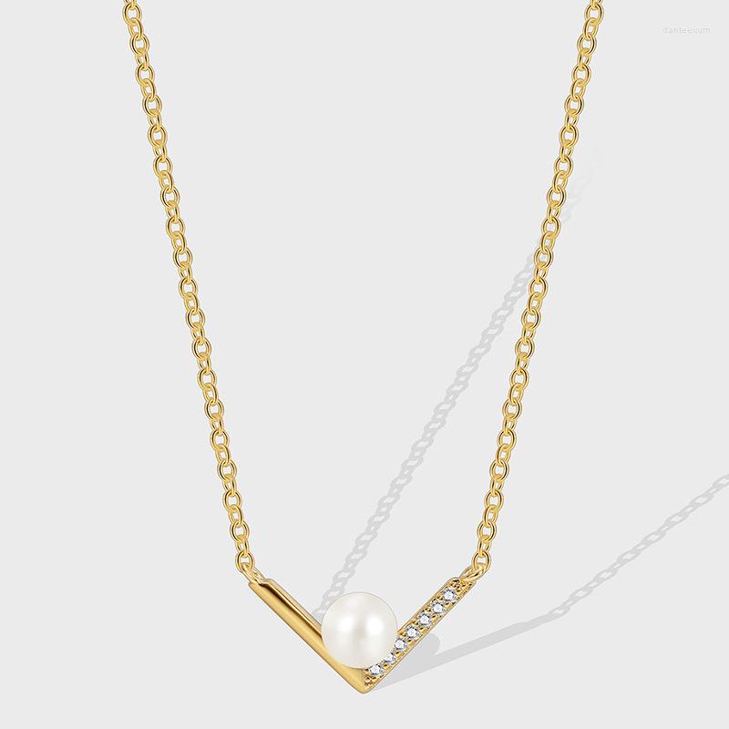 

Pendant Necklaces Simple Cold Style Single Shell Pearls Female Fashionable Temperamental All-Match Micro Inlaid Zircon Clavicle Chain