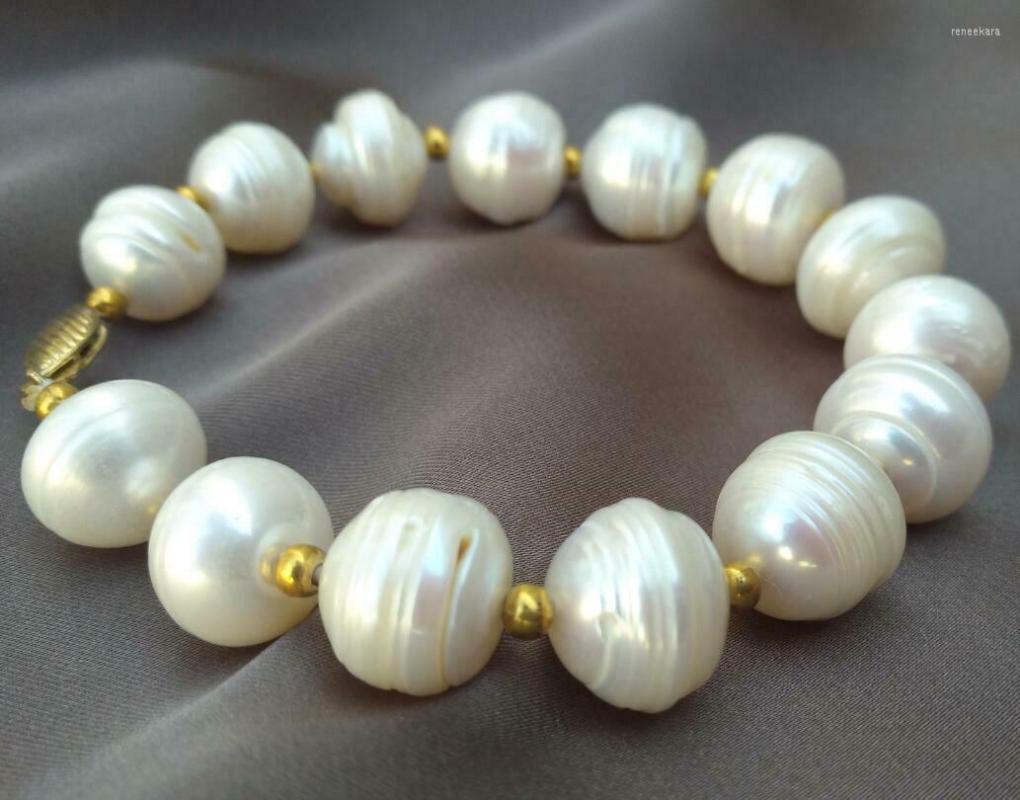 

Link Bracelets 7.5-8" Baroque 11-12mm White South Sea Pearl Bracelet 14k Gold-plated Clasp
