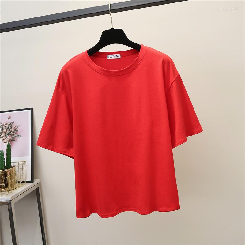 

Women's T Shirts 95% Cotton Solid Women -shirt 2023 Summer Short Sleeve Round Neck BF Top Tee Casual Fashion Female Shirt, Black
