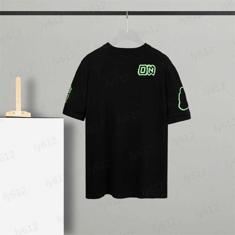 

Black Fashion Designer Mens Tops Spring Summer Loose Casual Luxury Number Letter Pattern Printed Knitted Round Neck Short Sleeved T-shirt Male Clothes