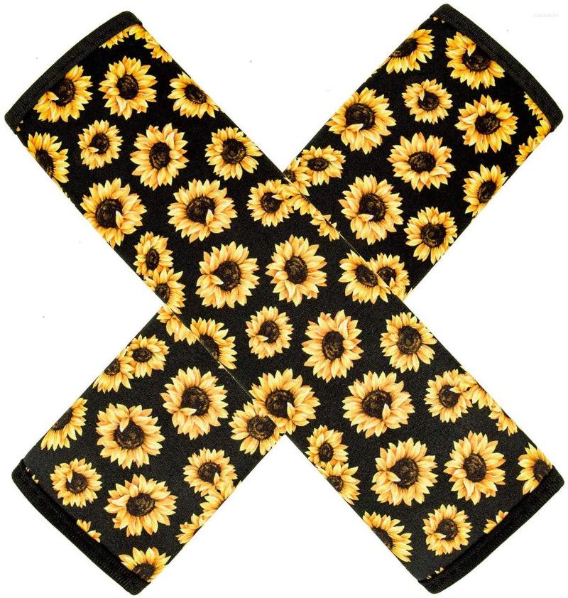 

Steering Wheel Covers Neoprene Sunflower Car Cover With Seat Belt Pads Keychain Soft Plush Winter