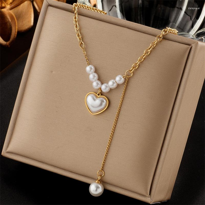 

Pendant Necklaces Pearl Necklace For Women 2023 Fashion Heart Elegant Girls Party Body Jewelry Gift Wholesale