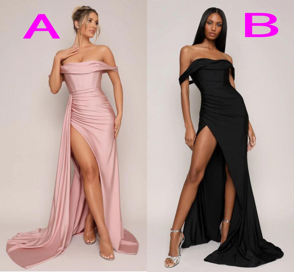 

Sexy Pink Black Mermaid Prom Dresses Long for Women Off Shoulder High Side Split Pleats Draped Party Dress Formal Birthday Pageant Celebrity Evening Gown Custom, Lavender