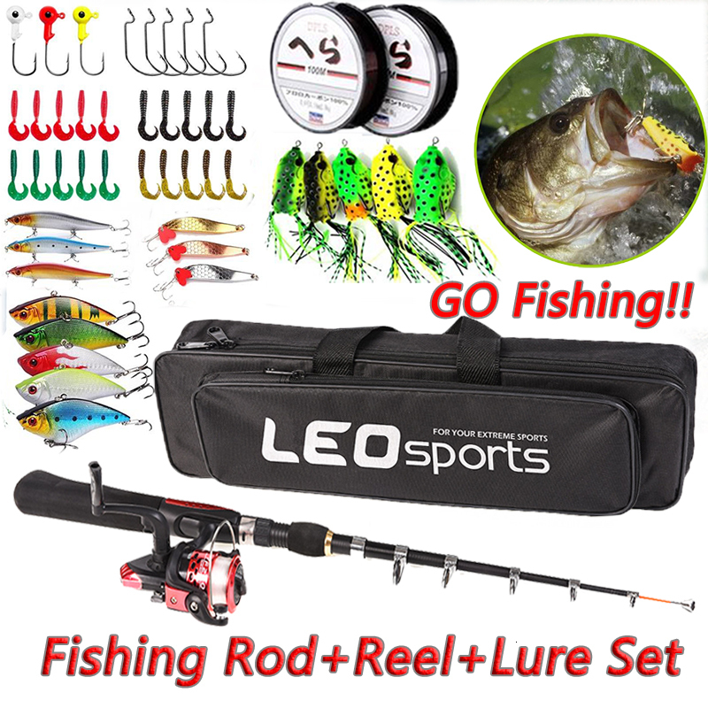 

Fishing Accessories Rod Full Kits with 1 6M Telescopic Sea and Spinning Reel Baits Lure Set Travel Gear Bag 230509