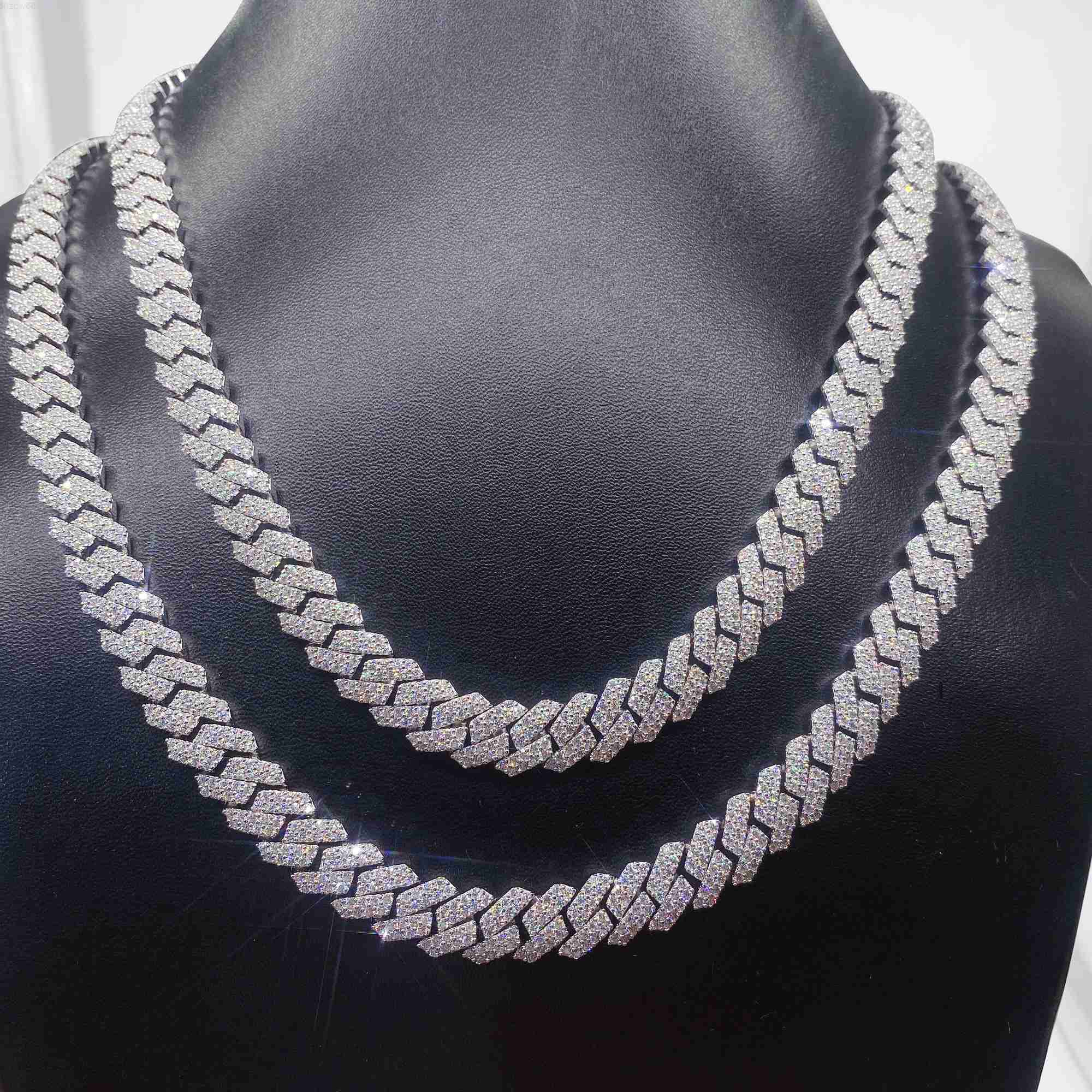 

Hip Hop Jewelry Custom 925 Sterling Silver 10mm Bracelet Necklace Mens Iced Out Cuban Link Chain