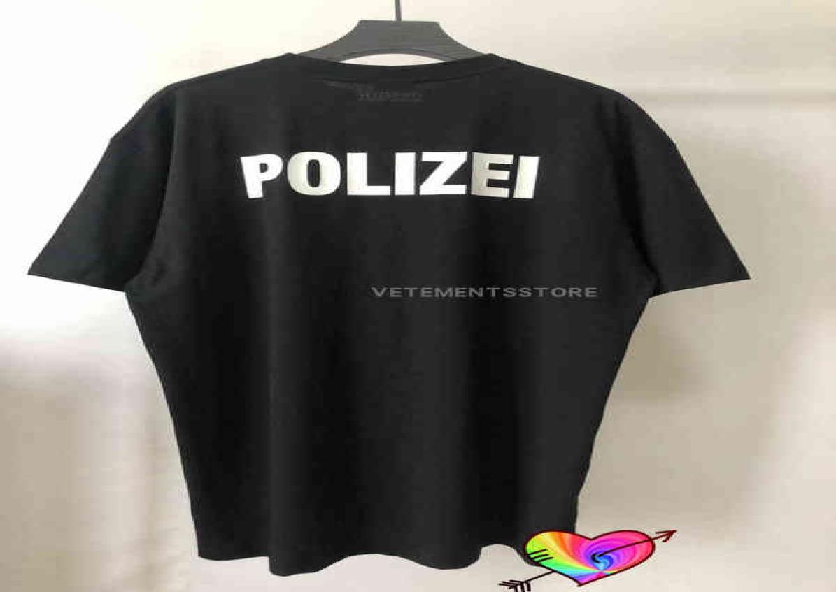 

2021 VETEMENTS Polizei TShirt Men Women Front Back Police Letters Print VETEMENTS Tops Tee Oversize VTM Short Sleeve G12291029896, Red