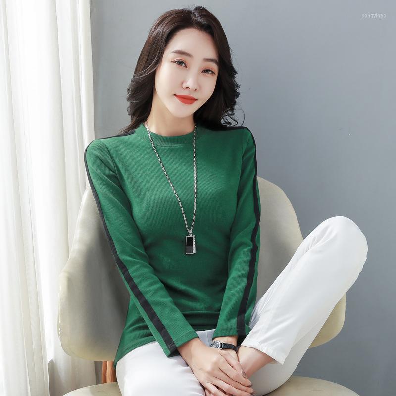 

Women' T Shirts Tshirts Women 2023 Striped Cotton Shirt Autumn Long Sleeve Casual Tee Femme Korean Style Clothes Tshirt Camiseta Mujer, Black
