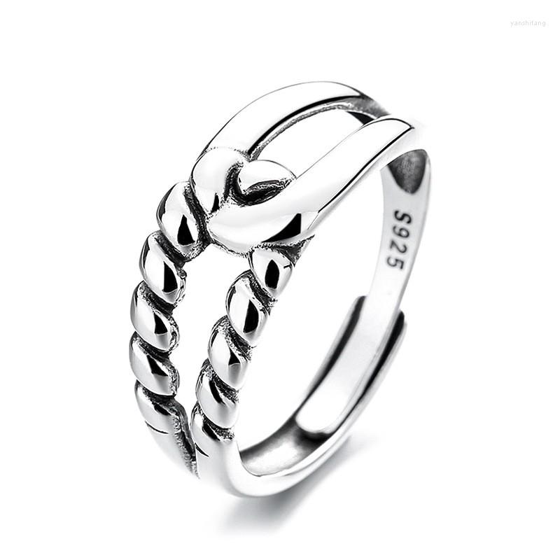 

Cluster Rings 604FJZFSILVER Silver 925 Fashion Trendy Adjustable Retro Spiral Irregular Waterdoprs Link Striation Women Wedding Jewelry