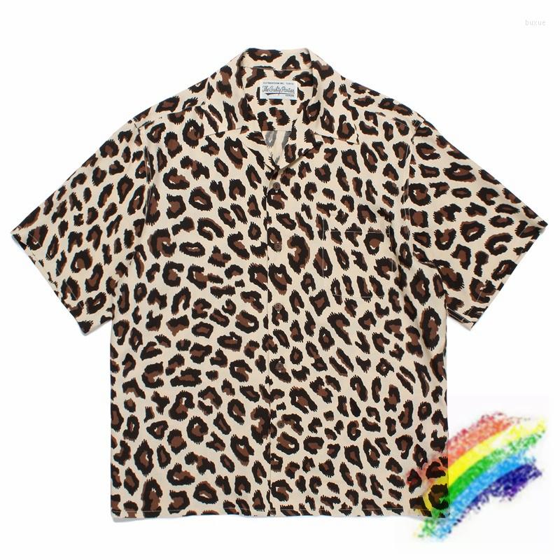 

Men' Casual Shirts WACKO MARIA Leopard Print Spots Men Women High Quality Hawaiian Shirt Top Tee, 16