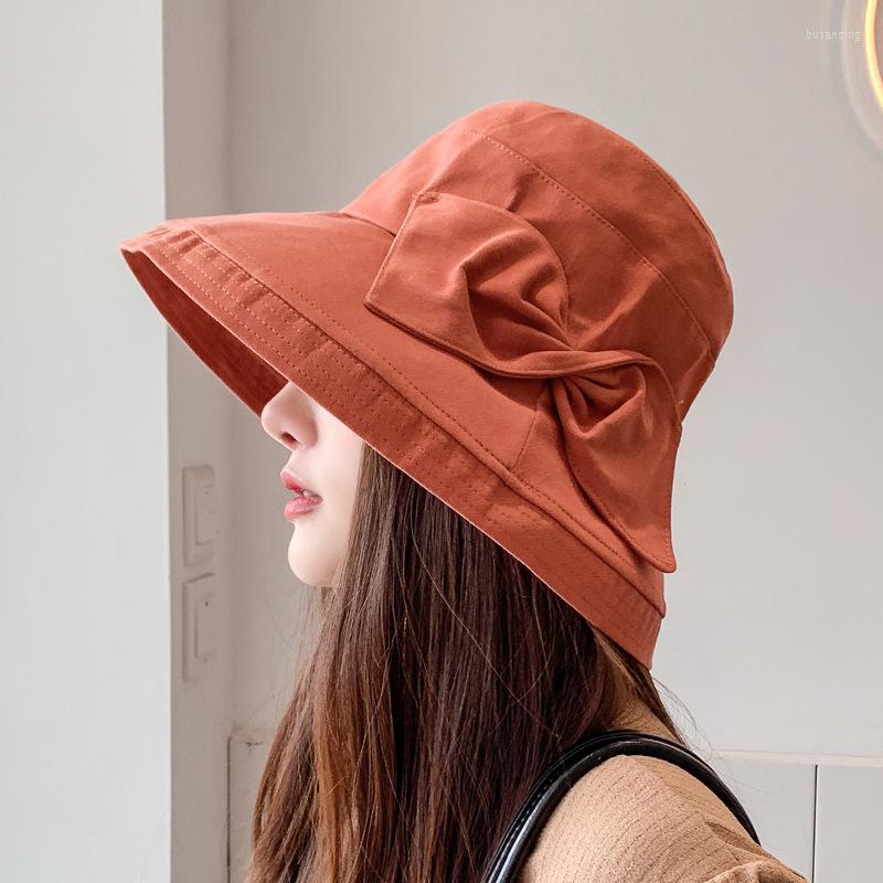 

Wide Brim Hats Stylish Japanese Korean-inspired Sun Hat For Women Fashionable Fisherman's Protection Butterfly Knot Outdoor Activities, As show