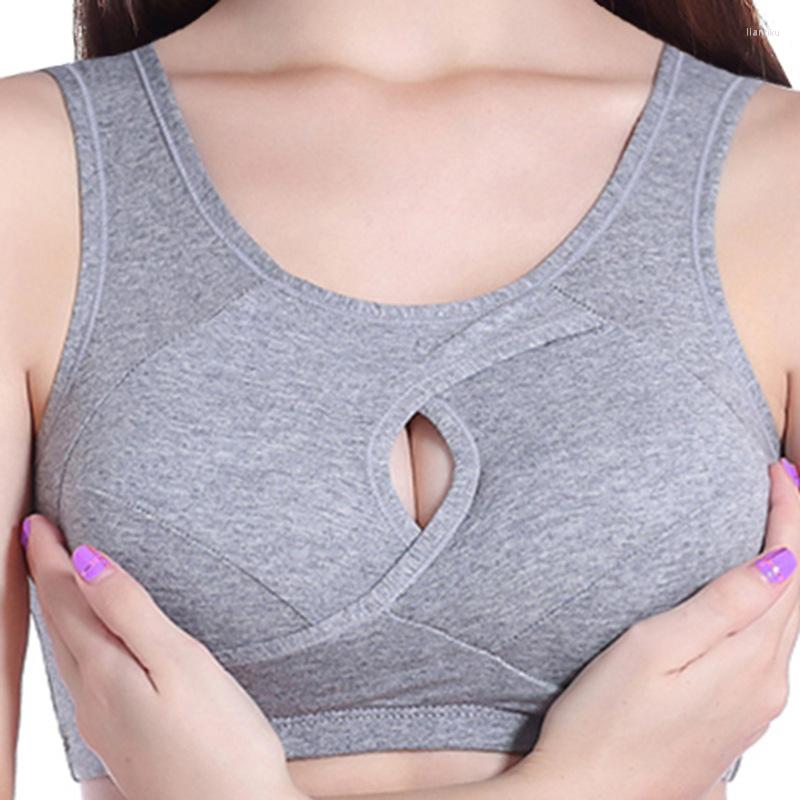 

Yoga Outfit Plus Size Sports Shockproof Cotton Women's Bras Underwear Breathable Seamless Gathers Bralette Comfortable Sleeping, Black