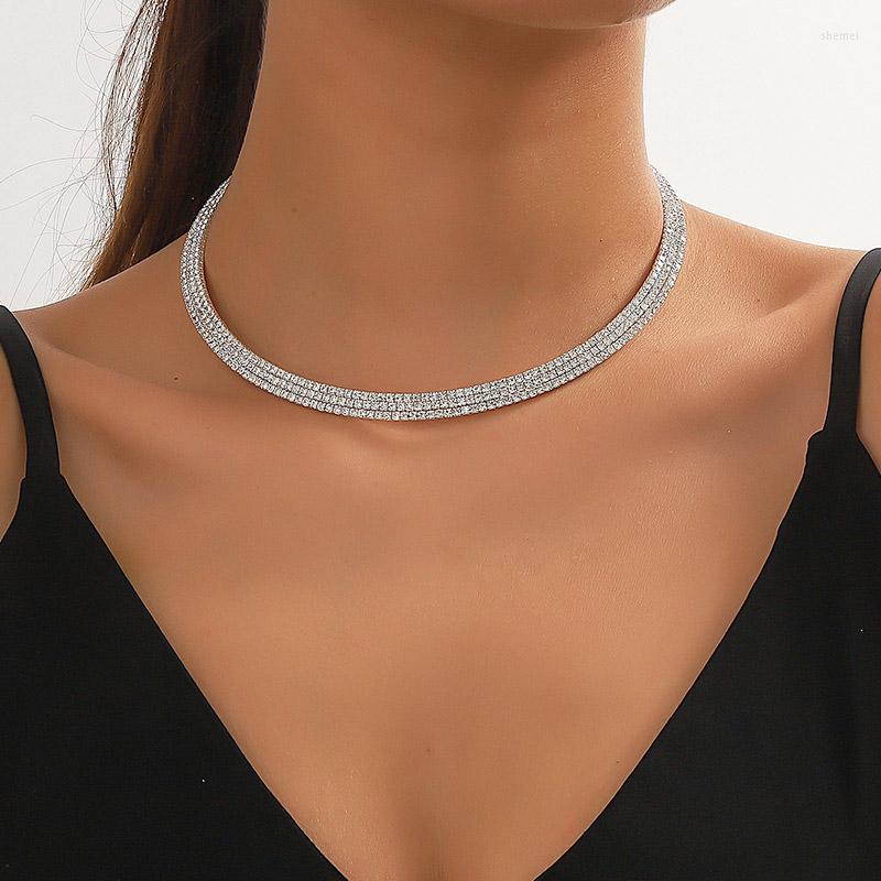 

Choker TREAZY Delicate Micro Rhinestones Necklaces For Women Sparkling Crystal Collar Neck Chain Necklace Wedding Jewelry Gifts