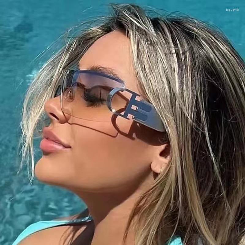 

Sunglasses Y2k Rimlesses Women Oversized Square Glasses Steampunk Sports Sun One Piece Eyewear Wrap Around Lentes De Sol