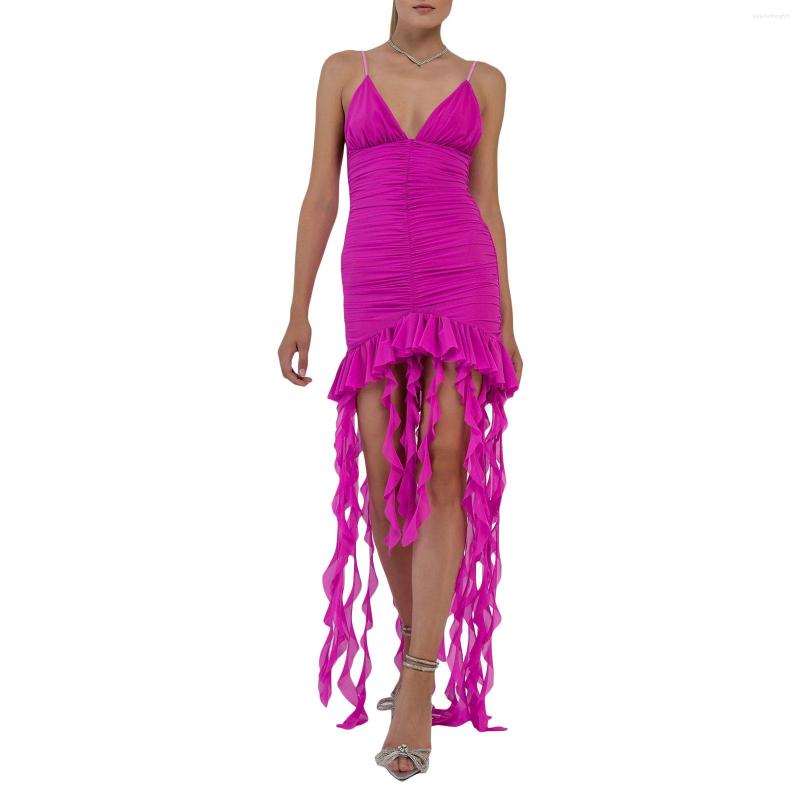 

Casual Dresses Women Sleeveless Off Shoulder V Neck Pleated Decoration Solid Color Party Short Tassels Midi, Black