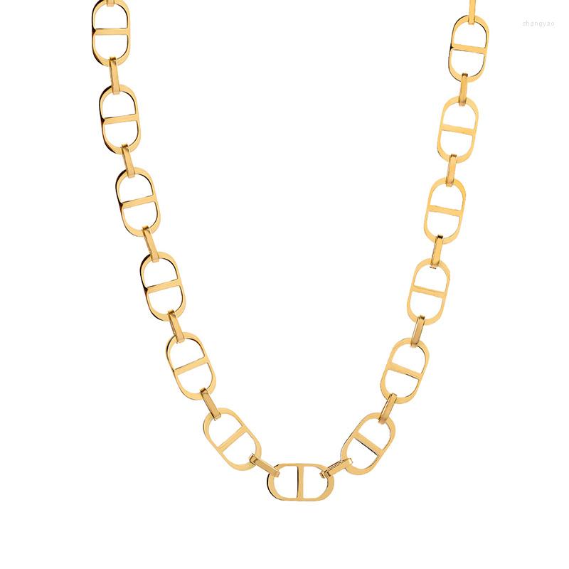 

Chains Simple Stainless Steel 18k Gold Color Necklace Hip Hop Pendant Women's Accessories Wholesale