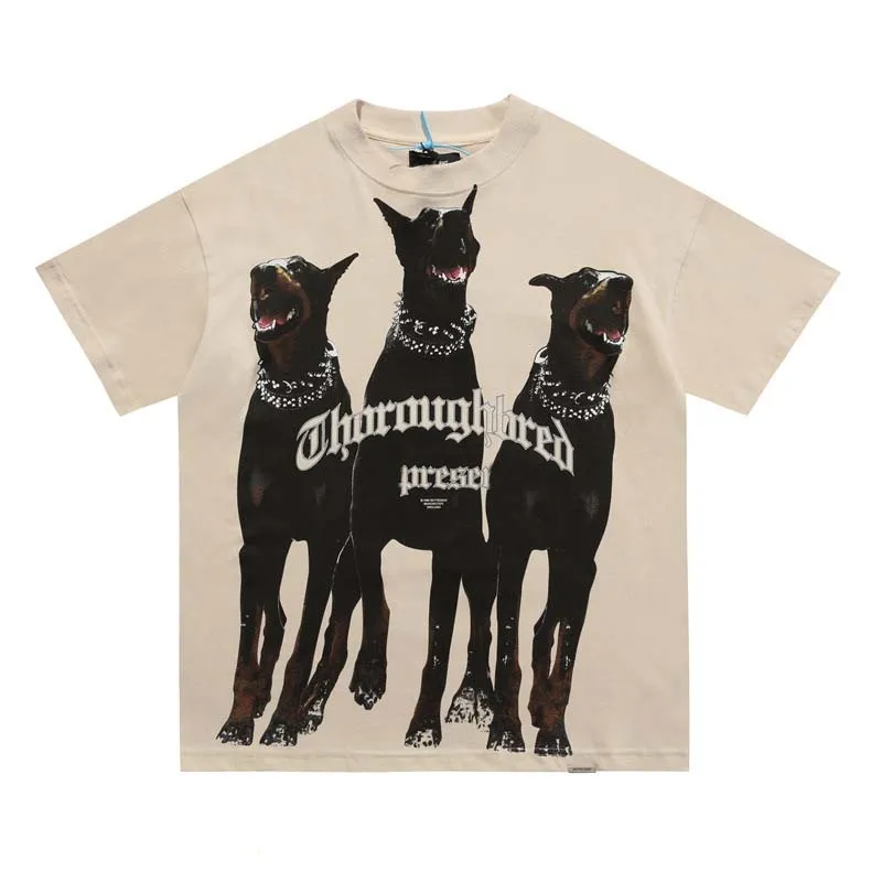 

22SS Owners Club Dog T shirt High Street Tee Spring Summer fashion Skateboard Men Women Tshirt, Beige