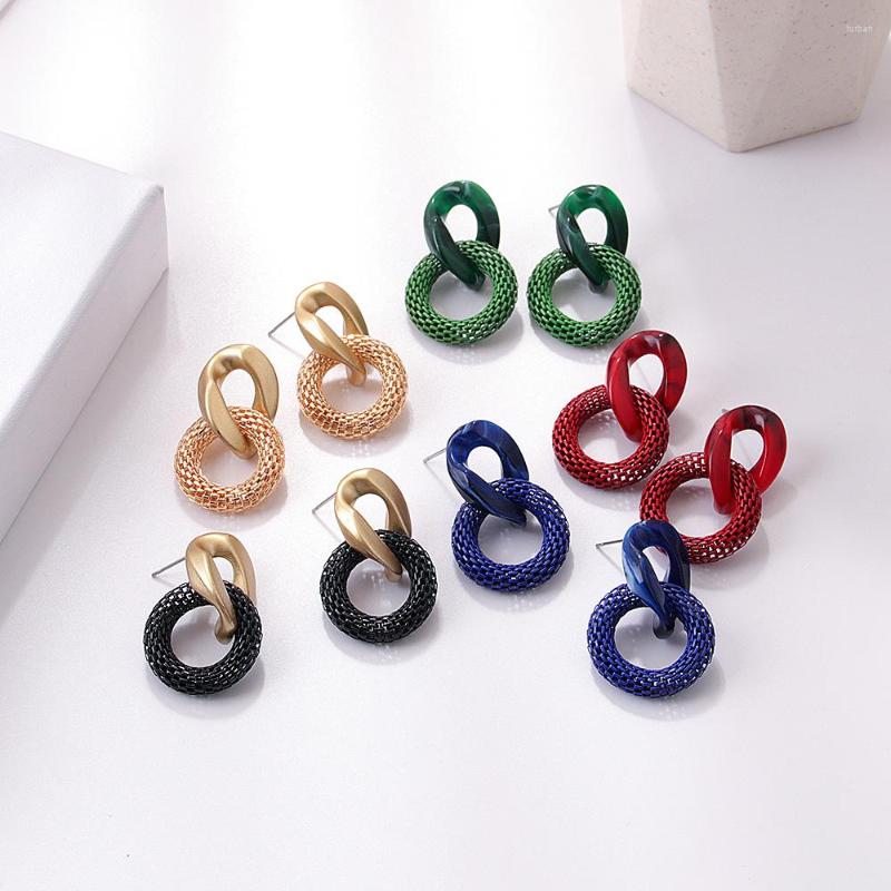 

Dangle Earrings Chain Gold Color For Women Acrylic Female Statement Vintage Boho Geometry Bohemian Earings