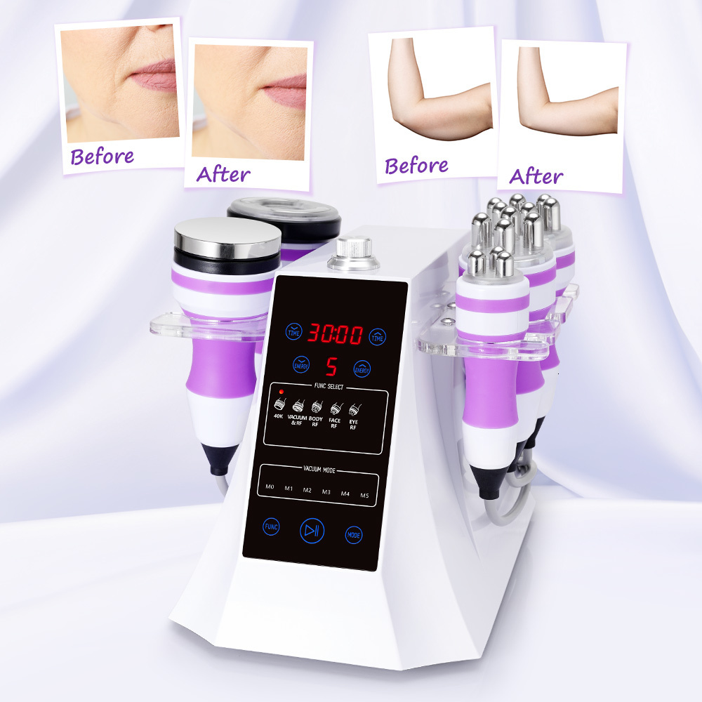 

Back Massager 5in1 Multipolar RF Skin Tightening Vacuum 40K Cavitation Ultrasonic Celliute Slimming Spa Machine 230508