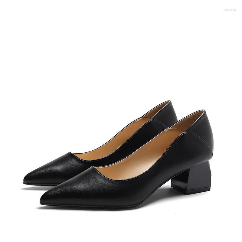 

Dress Shoes 2023 Black Block Heel Work Pointed 5cm Women Pumps Point Toe, Beige