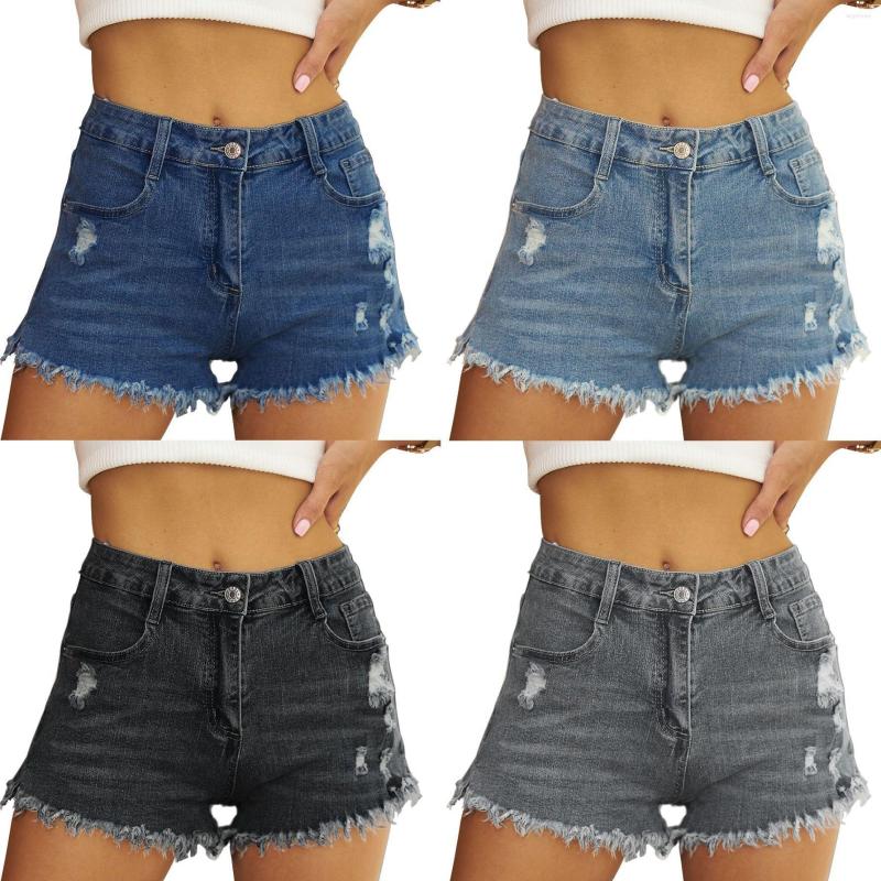 

Women's Shorts 2023 Women's Worn Tassel Stretch Denim Pant Trend, Navy blue