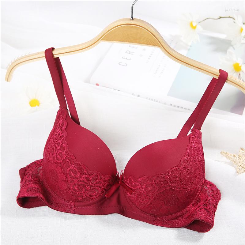 

Bras Black White Sexy Women Push Up Bra Gather Breast Lace Underwear Adjustment Support Chest Student Girl Duoble Cup Plump, Blue