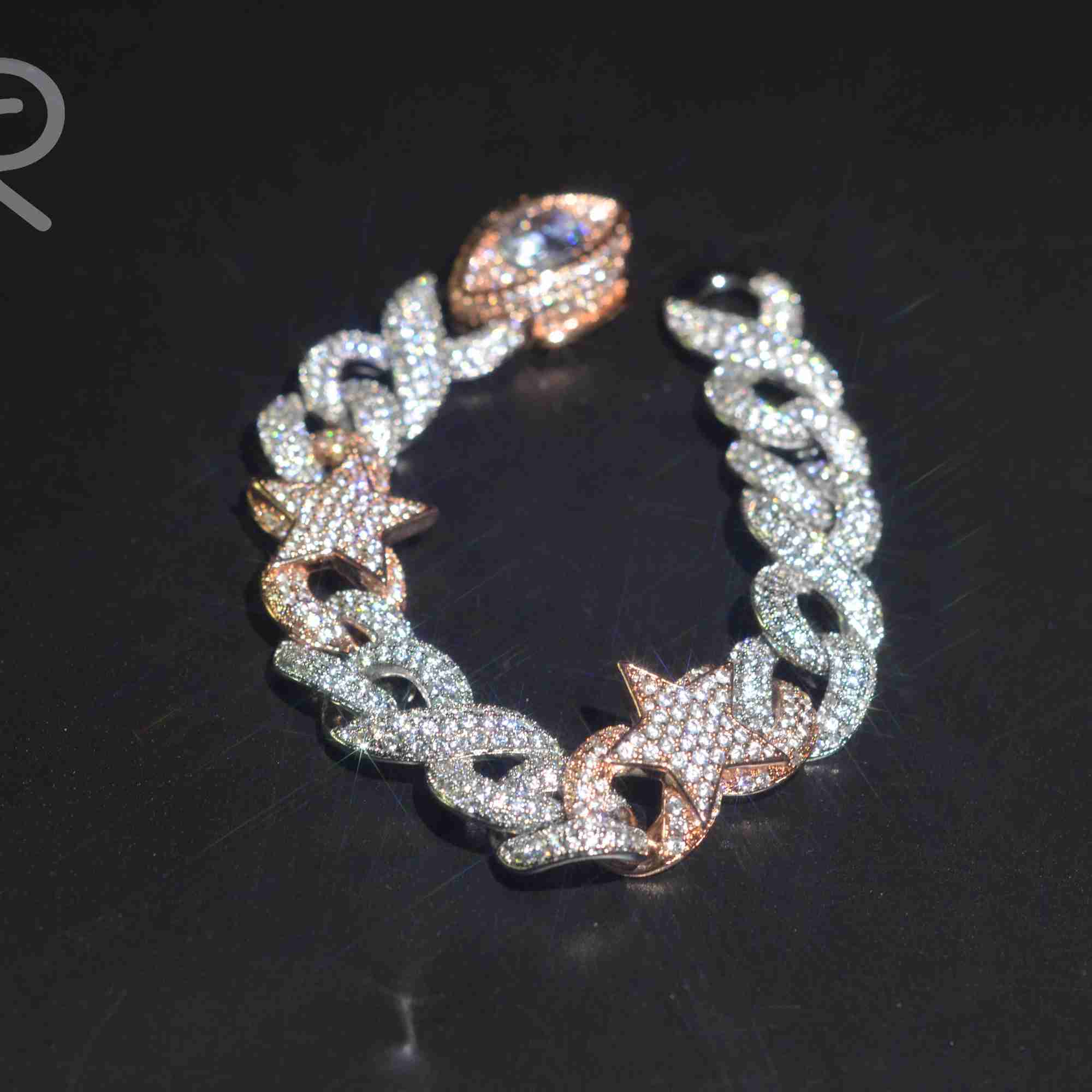

18mm 8" Vvs Moissanite Diamond Cuban Chain Bracelet Fast Shipping Thick Devil's Eye Arc Line 925 Sterling Silver Fine Jewelry