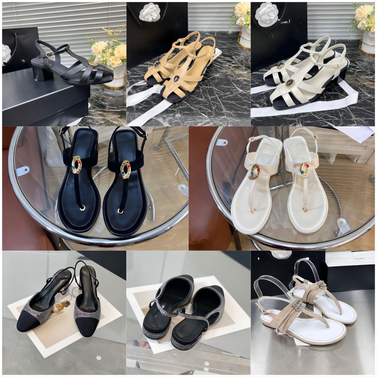 

Womens Beach sandals designer Classic Flat heel Summer Designer Fashion flops leather lady brand Slides famale shoes Hotel Bath Ladies sexy Sandals Large WITH BOX, C-10