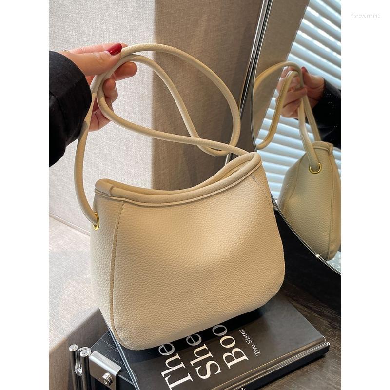

Evening Bags Summer Fashion Women's Shoulder Bag Durable Trend All-match Messenger Zipper Bucket PU Material Solid Color, A3