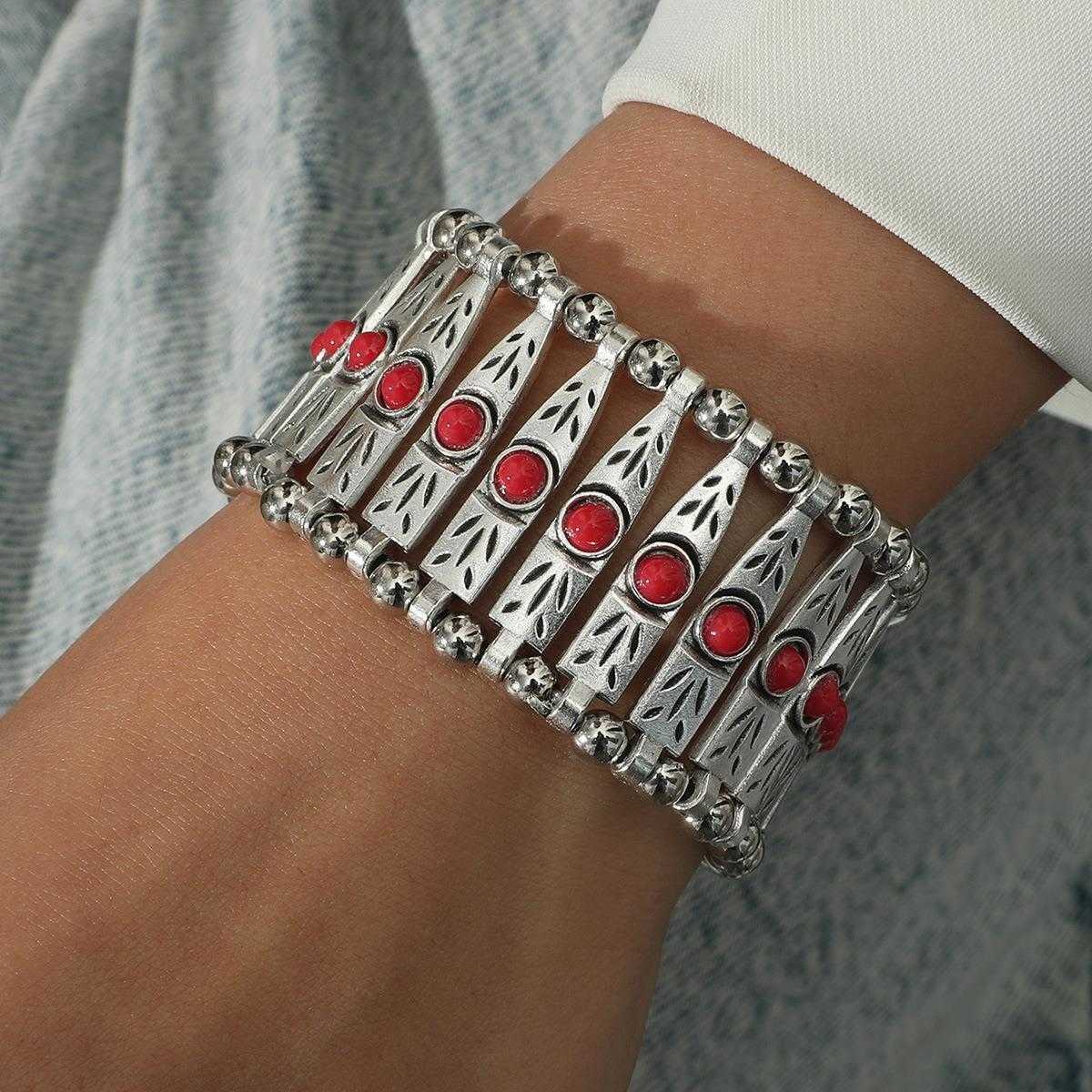 

High Profile Retro Bracelet Womens Ethnic Style Pattern Fashion All Match Stretch Ornament