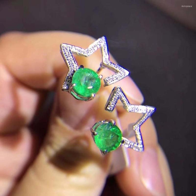 

Stud Earrings Natural And Real Emerald Fashion Earring 925 Sliver