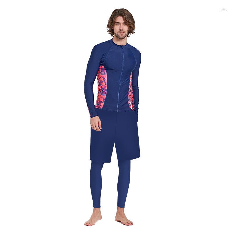 

Women's Swimwear Men's Long Sleeve UPF 50 Compression Rash Guard Set Zip Shirt Leggings Full Body Swimsuit Bathing Suit Swimming Trunks, 9017