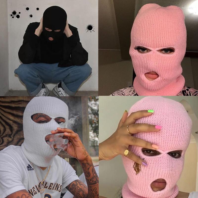 

Berets CottvoNeon Balaclava Face Mask Y2K Funny 3-Hole Warm Ski Knitted Hat Unisex Halloween Cosplay Beanie Headgear, Red