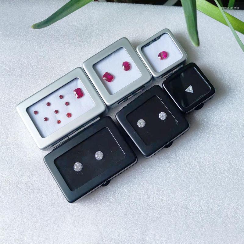 

Jewelry Pouches Metal Loose Diamond Storage Box Gemstone Display Organizer Glass Cover Stone Beads Gems Pendant Package
