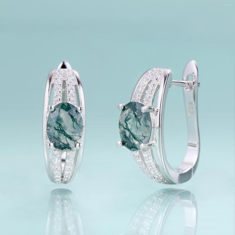 

Stud Earrings Gem's Beauty Original Design Beautiful Natural Moss Agate 925 Sterling Silver Gem Women's Boutique Jewelry