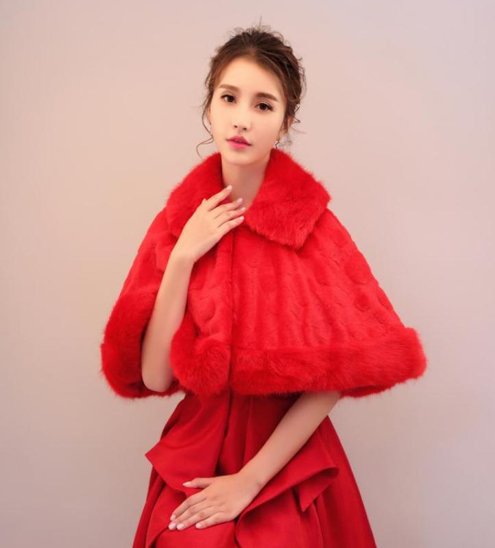 

High Quality 2019 Women Warm Mink Bridal Wraps Red Soft Fur Cloak Fast Delivery Half Sleeves Princess Bolero Cheap Whole Girls5887018