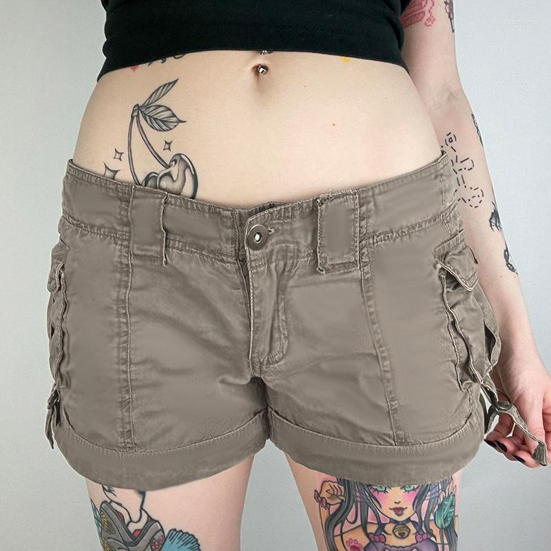 

Women' Shorts Gray Low Waist Y2K Summer Women Fashion Patchwork Pockets Stitch Streetwear Cargos Short Pants Casual Holiday, Picture shown