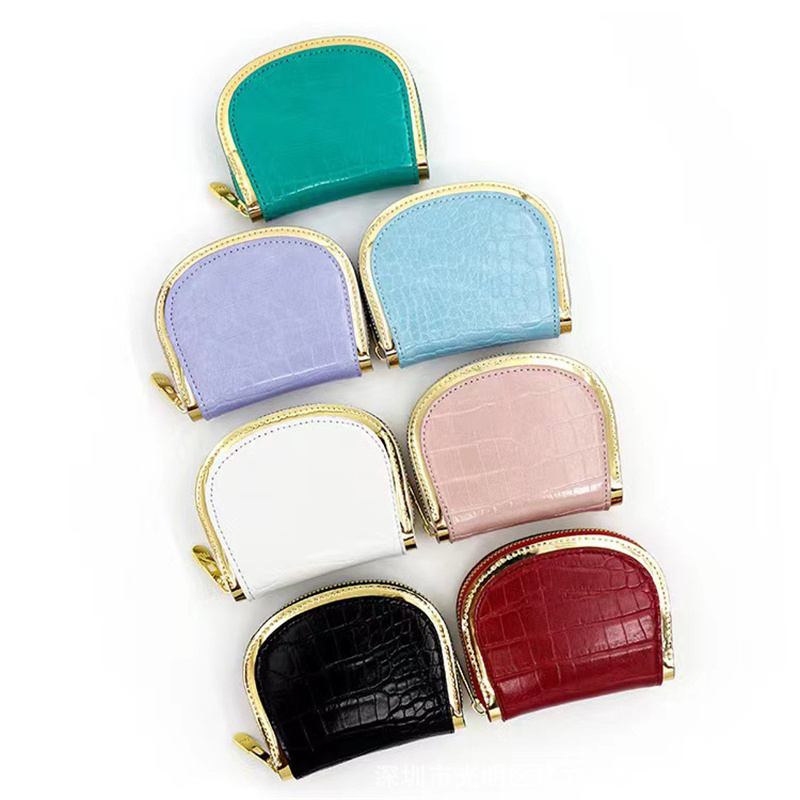 

Lulu with Logo New Fashion Womens Wallet Short Zipper Solid PU Zero Wallet Lipstick Key Mini Bag Card Bag, Pink