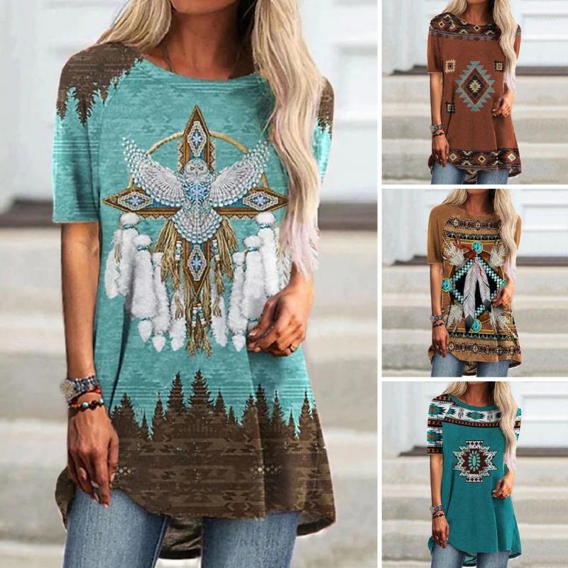 

Women's Blouses 2023 Summer Round Neck Women's Casual Pullover T-Shirts Abstract Cool Print Short Sleeve Fashion Tops Daily, Green