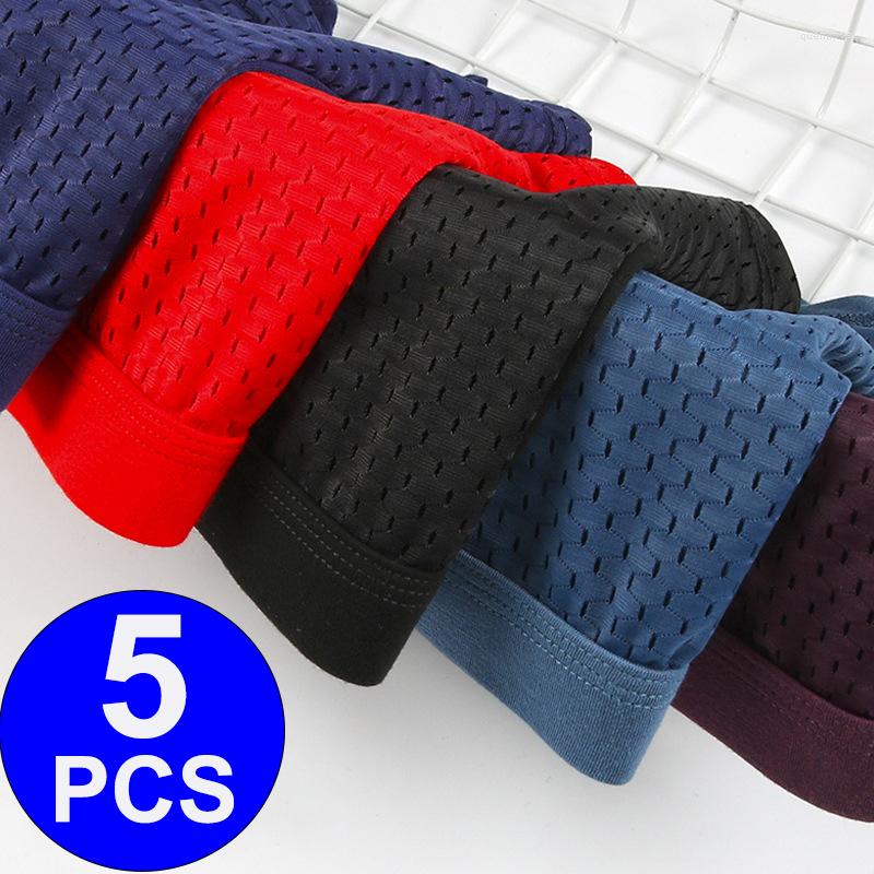 

Underpants Mesh Breathable Sexy Underwear Men Boxershorts Gay Boxer Shorts Para Hombre Man Panties 5Pcs/lot, 5pcs- red