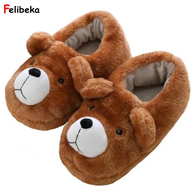 

Slippers Cartoon Winter Bear Warm Plush Shoes At Home Indoor Bedroom Slipper Ladies Boy/girl, Brown