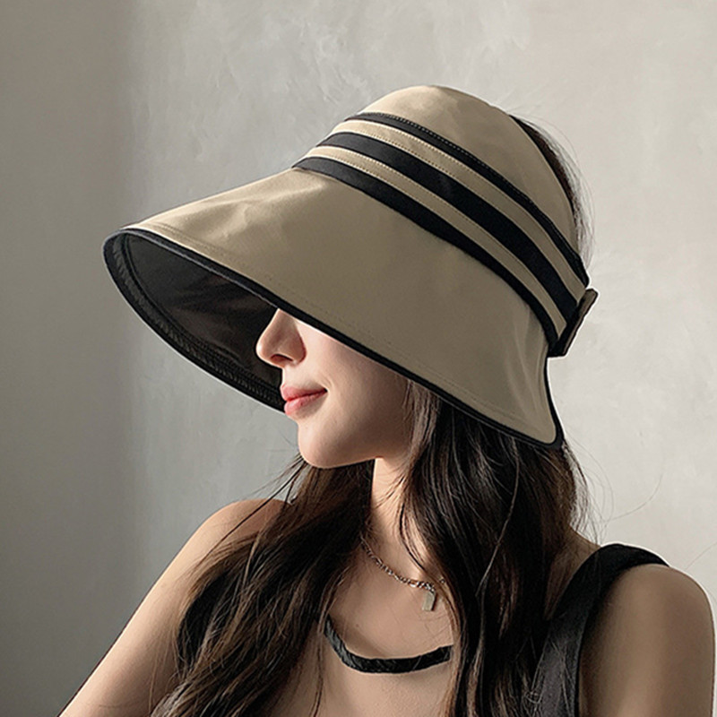 

Stingy Brim Hats Elegant Summer Sun For Women Girl Adjustable Wide Uv Protection Beach Hat Breathable Foldable Panama Cap Ponytail Caps 230508, Black