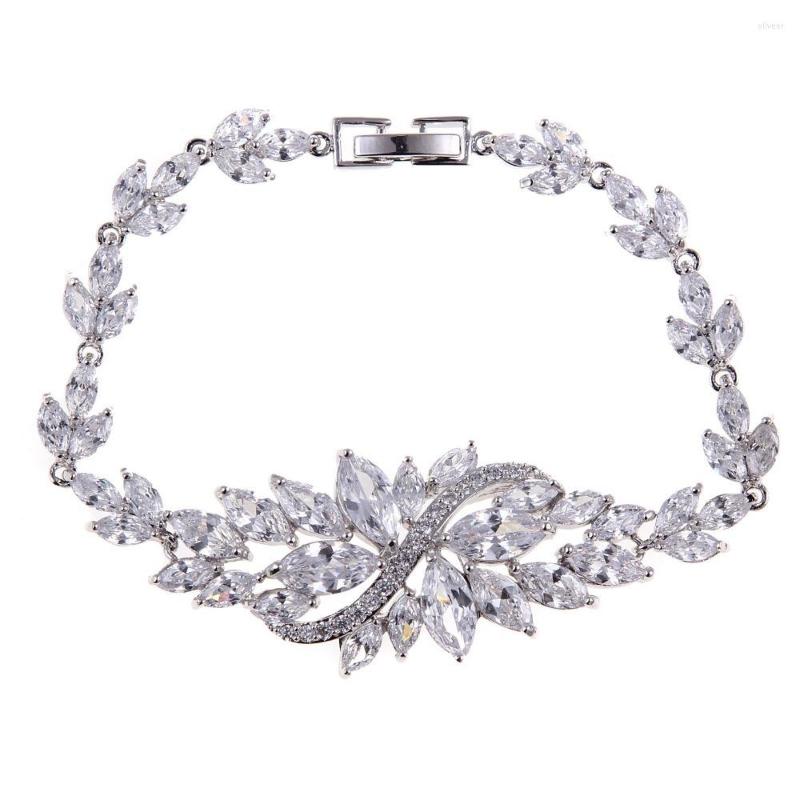 

Link Bracelets AMC Luxury Crystal Zirconbia Big Flower Cluster Colorful Rainbow CZ Stone Bracelet Vintange Jewelry Gift For Women