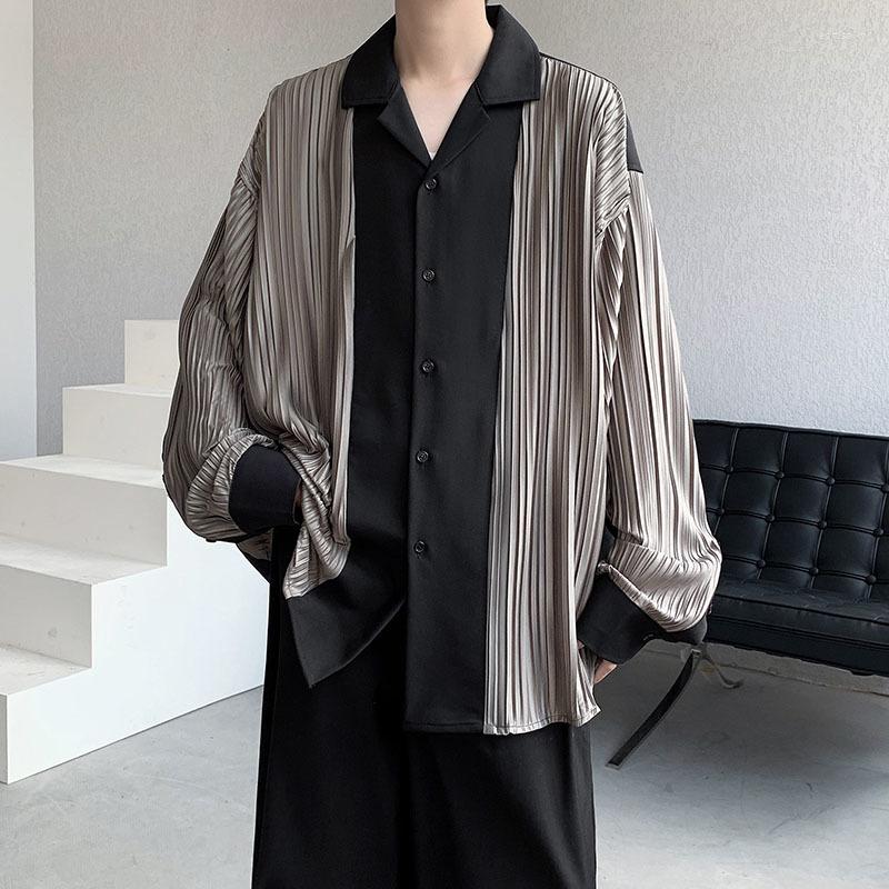 

Men's Casual Shirts ERTH Korean Fashion Male Stitching Color Spliced Men's Jackets Single Breasted Coats 2023 Spring Trendy, As shown