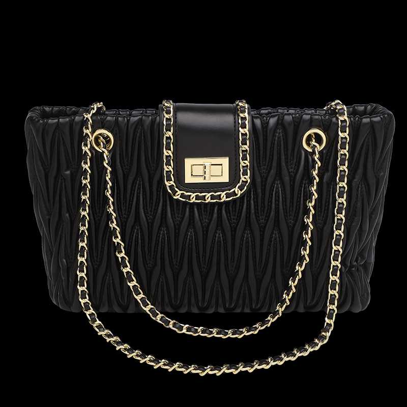 

Evening Bags Women's Water Ripple Shoulder Bag Large Capacity Messenger Retro Fashion Ladies Solid Color HandbagEvening, Black