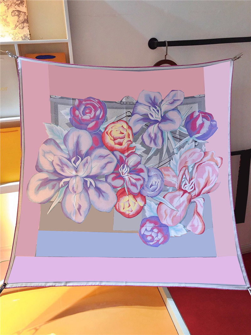 

Designers Women Silk Scarf Wrap Head Scarfs Square Scarf 90cm Summer Brand Silk Shawl Luxury Knitted Flower Neckerchief Box